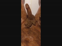 Poop lover man jerking off his cock